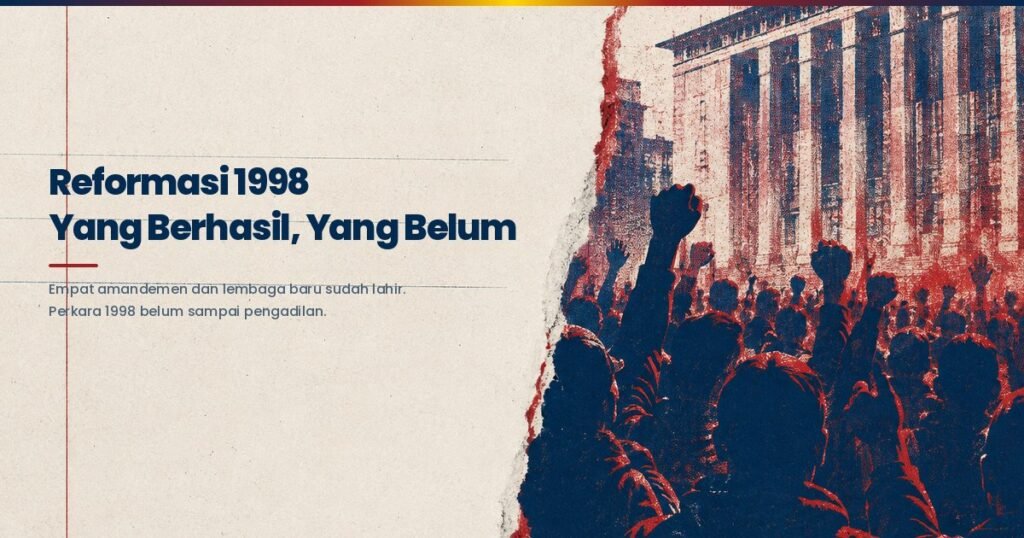 Aksi mahasiswa pada Reformasi 1998 yang menuntut perubahan tatanan politik dan hukum Indonesia