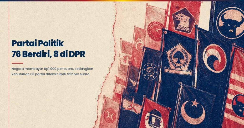 Bendera partai politik peserta pemilu berjajar menjelang masa kampanye